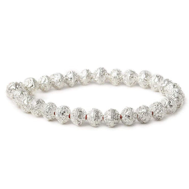 8mm Sterling Silver plated Copper Round Persian Bead 8 inch 27 pcs (ONLINE ORDER ONLY)