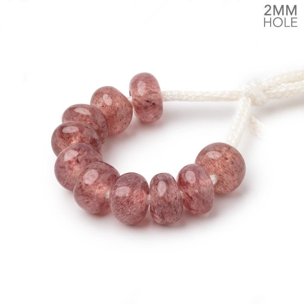 8mm Strawberry Quartz 2mm Large Hole Plain Rondelle Set of 10 (ONLINE ORDER ONLY)