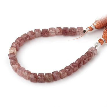 8mm Strawberry Quartz Faceted Cube Beads 8 inch 28 pieces (ONLINE ORDER ONLY)