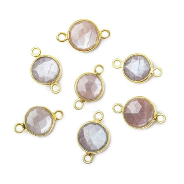 8mm Vermeil Bezel Grey Brown Moonstone faceteed coin Connector 1 piece (ONLINE ORDER ONLY)