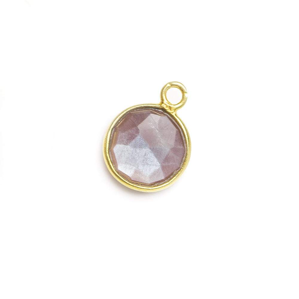 8mm Vermeil Bezel Grey Brown Moonstone faceteed coin Pendant 1 piece (ONLINE ORDER ONLY)
