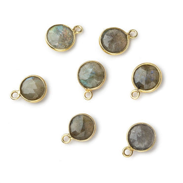 8mm Vermeil Bezel Labradorite faceted coin Pendant 1 focal bead (ONLINE ORDER ONLY)