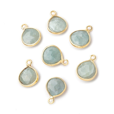 8mm Vermeil Bezel Milky Aquamarine Faceted Heart Pendant 1 Focal piece (ONLINE ORDER ONLY)