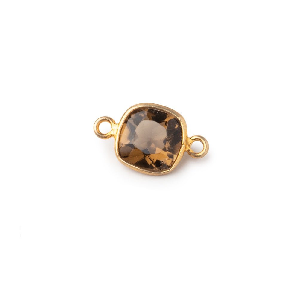 8mm Vermeil Bezel Whiskey Quartz Pavilion faceted Square connector 1 piece (ONLINE ORDER ONLY)