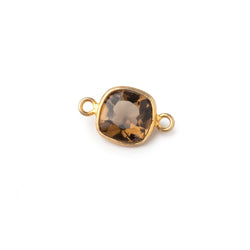 8mm Vermeil Bezel Whiskey Quartz Pavilion faceted Square connector 1 piece (ONLINE ORDER ONLY)