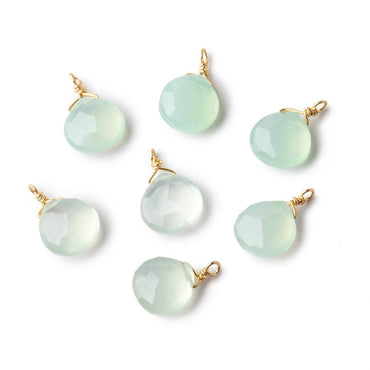 8mm Vermeil Wire Wrapped Lime Chalcedony Faceted Heart 1 Focal Pendant (ONLINE ORDER ONLY)