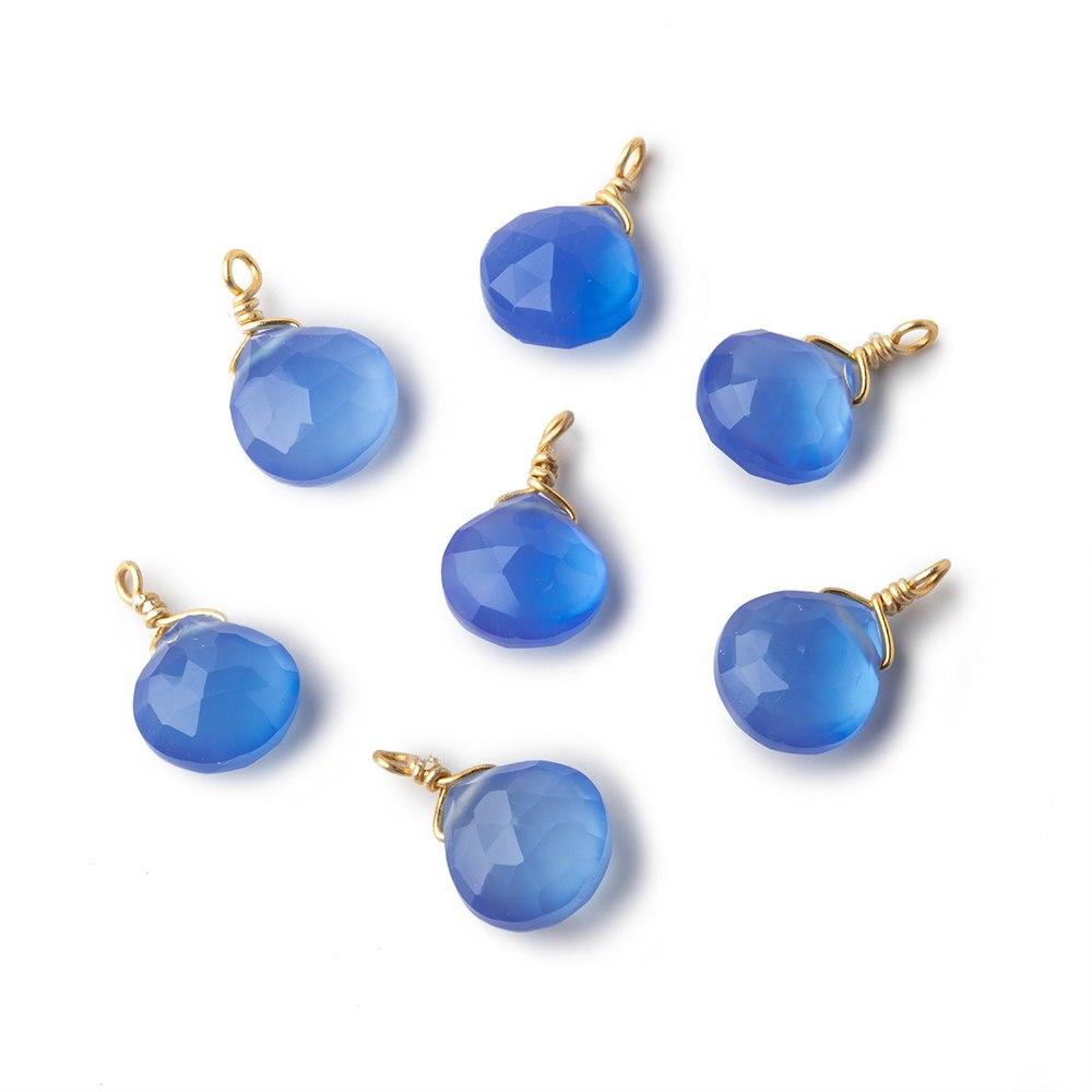 8mm Vermeil Wire Wrapped Santorini Chalcedony Faceted Heart 1 Focal Pendant (ONLINE ORDER ONLY)