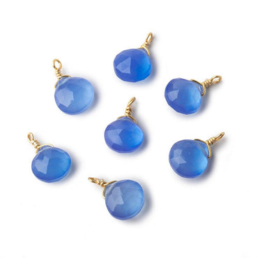 8mm Vermeil Wire Wrapped Santorini Chalcedony Faceted Heart 1 Focal Pendant (ONLINE ORDER ONLY)