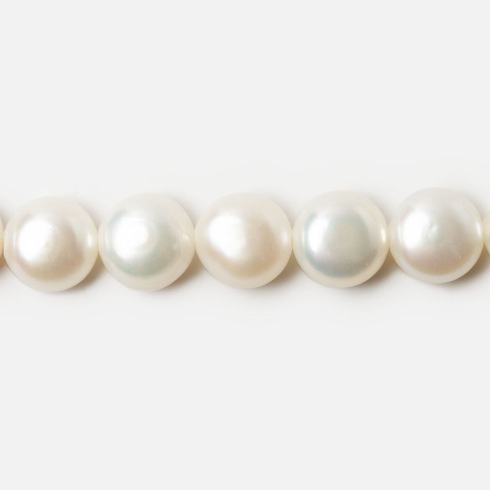 8mm White Button Side Drilled Freshwater Pearls, 16 inch, 50 pieces (ONLINE ORDER ONLY)