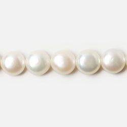 8mm White Button Side Drilled Freshwater Pearls, 16 inch, 50 pieces (ONLINE ORDER ONLY)