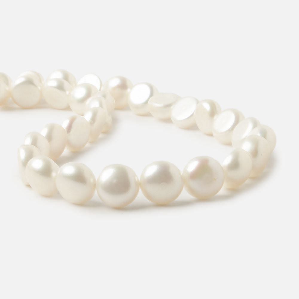8mm White Button Side Drilled Freshwater Pearls, 16 inch, 50 pieces (ONLINE ORDER ONLY)