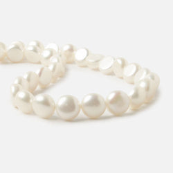 8mm White Button Side Drilled Freshwater Pearls, 16 inch, 50 pieces (ONLINE ORDER ONLY)