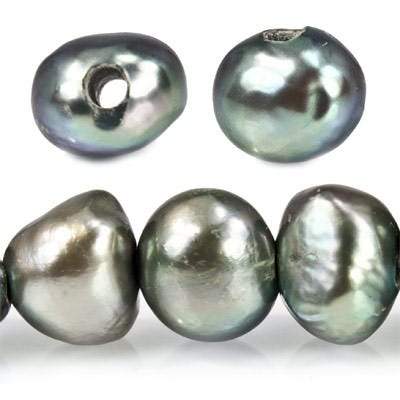 8x10-10x12mm Silver Teal Large Hole Side Drilled Baroque Freshwater Pearl (ONLINE ORDER ONLY)