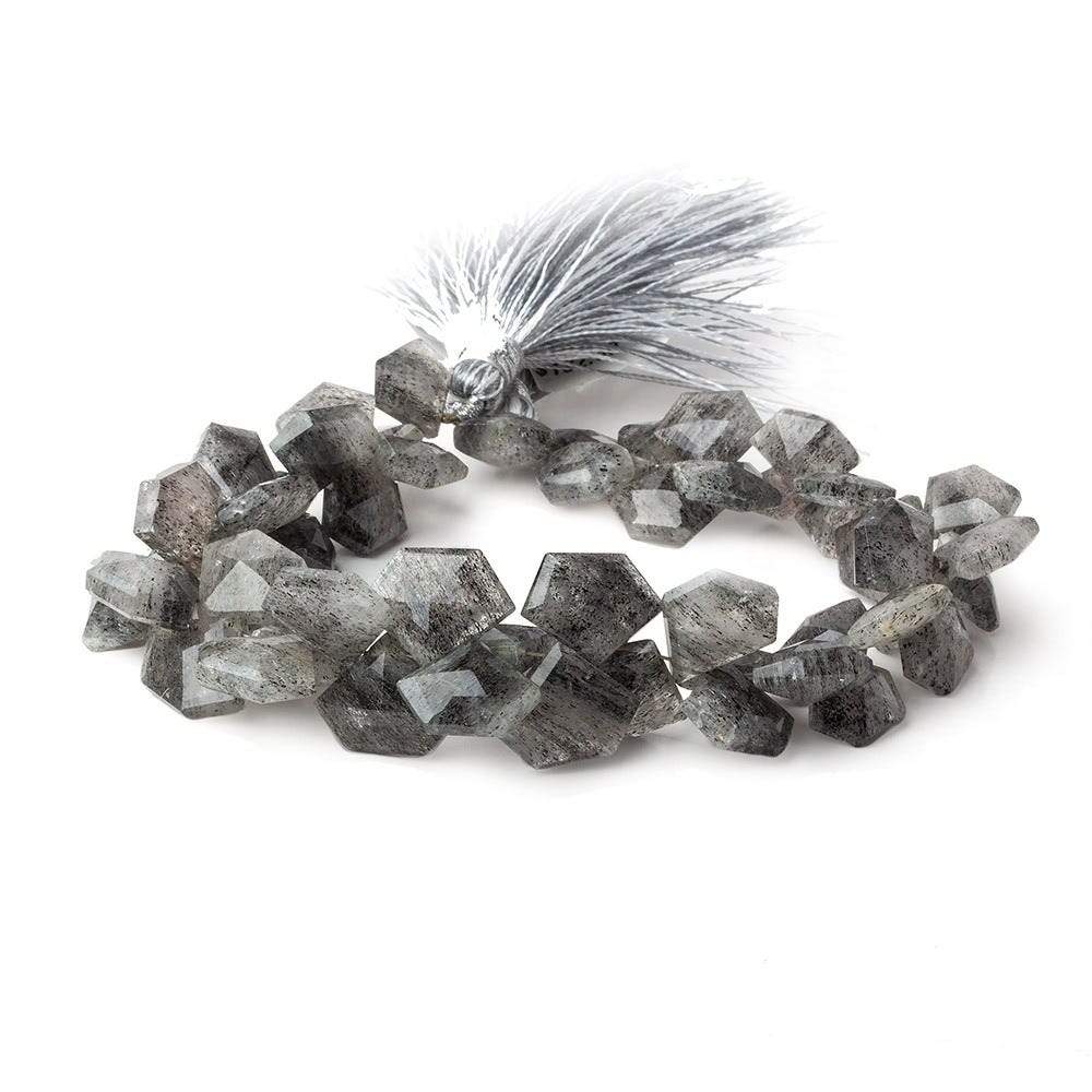 8x10-11x13mm Black Moss Quartz Faceted Pentagonals 8 inch 53 beads (ONLINE ORDER ONLY)
