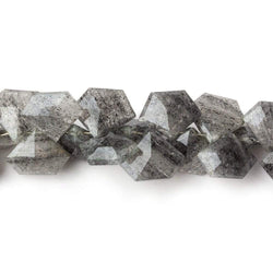 8x10-11x13mm Black Moss Quartz Faceted Pentagonals 8 inch 53 beads (ONLINE ORDER ONLY)