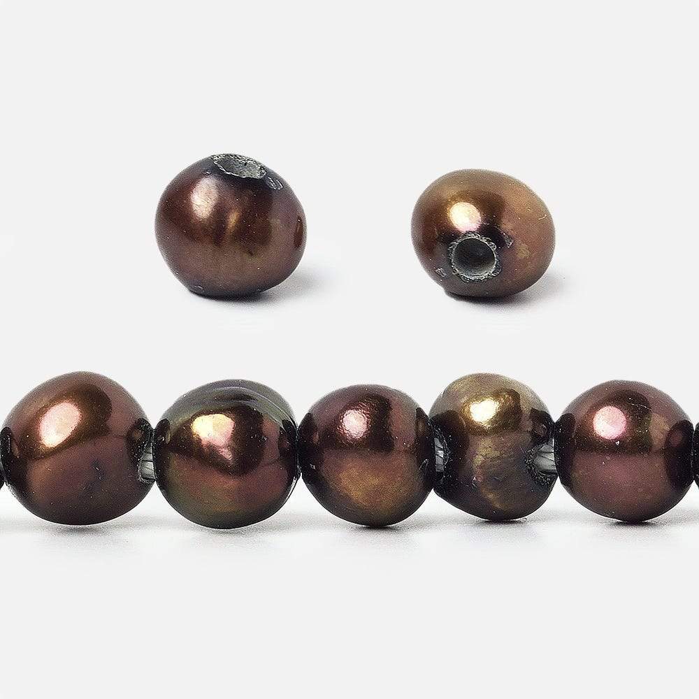 8x10-8x11mm Red Brown Baroque 2.5mm large hole Pearls 15 in. 48 pcs (ONLINE ORDER ONLY)