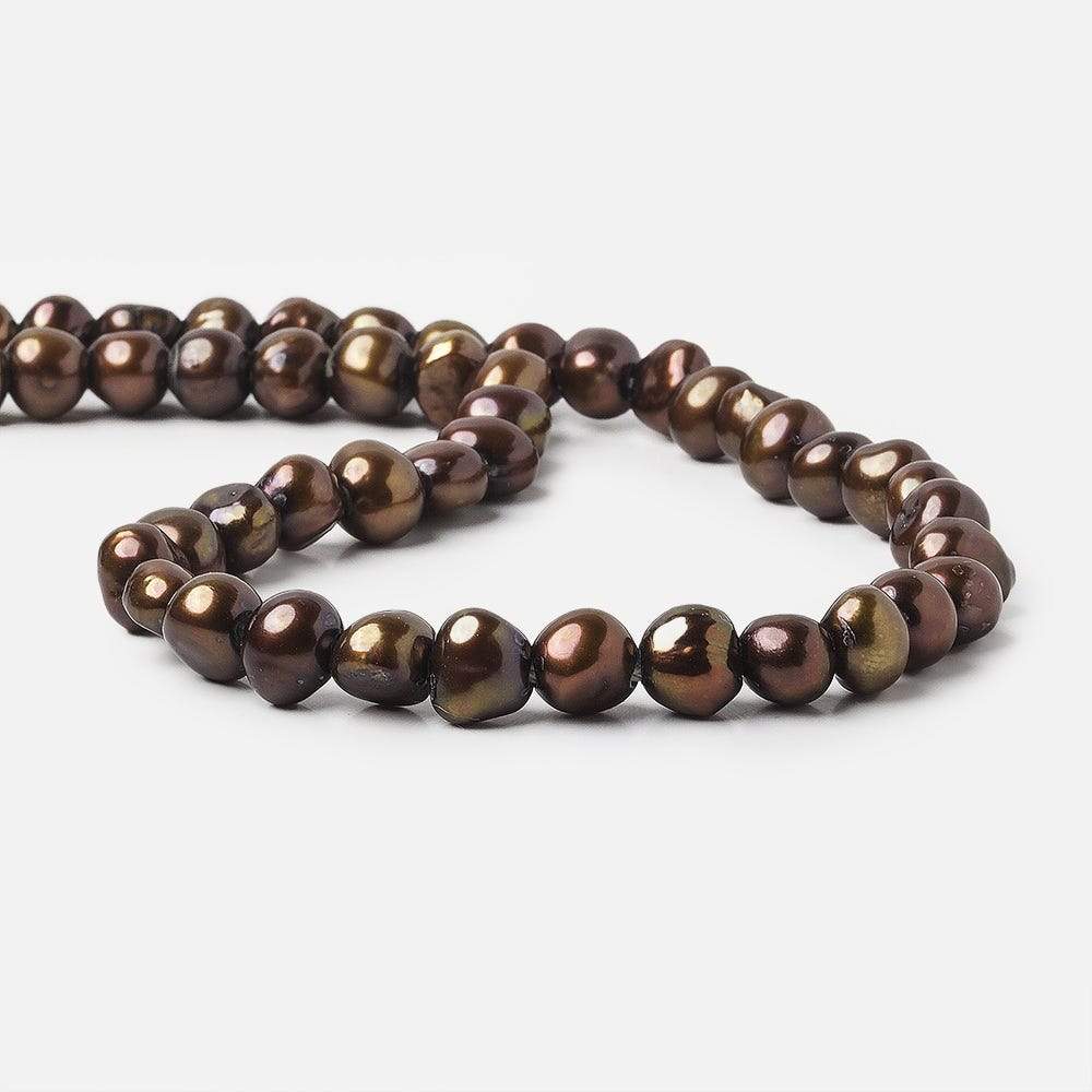 8x10-8x11mm Red Brown Baroque 2.5mm large hole Pearls 15 in. 48 pcs (ONLINE ORDER ONLY)