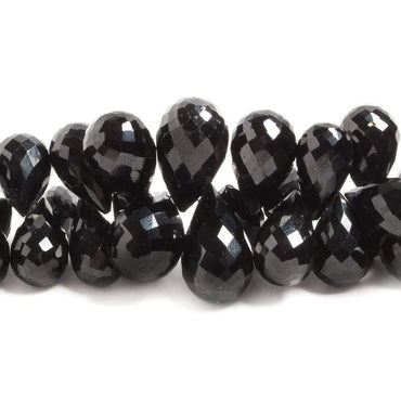 10x8mm-17x11mm Black Spinel Faceted Tear Drop Briolette 8 Inch 65 pieces (ONLINE ORDER ONLY)