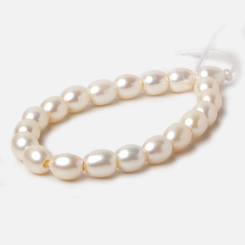 8x10mm Creamy White Straight Drilled Oval Large Hole pearls 8 inch 19 pieces AA (ONLINE ORDER ONLY)