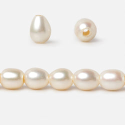 8x10mm Creamy White Straight Drilled Oval Large Hole pearls 8 inch 19 pieces AA (ONLINE ORDER ONLY)