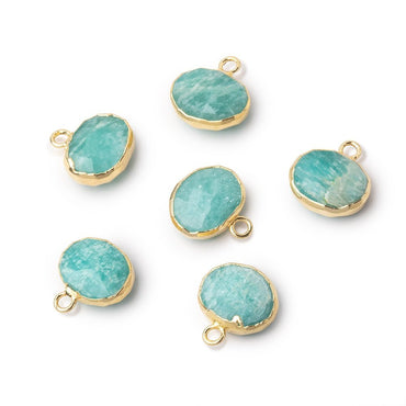 8x10mm Gold Leafed Amazonite Faceted Oval Focal Pendant 1 piece (ONLINE ORDER ONLY)