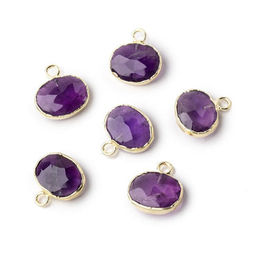8x10mm Gold Leafed Amethyst Faceted Oval Focal Pendant 1 piece (ONLINE ORDER ONLY)