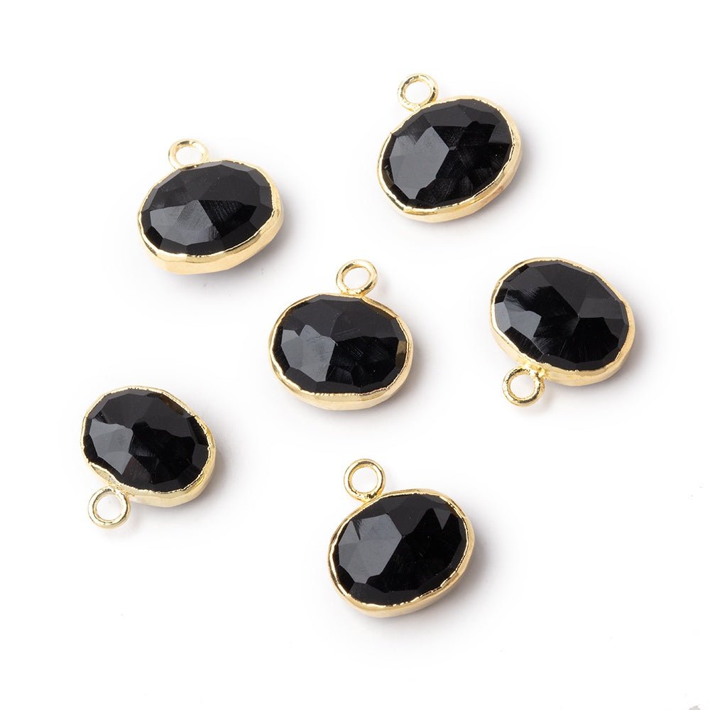 8x10mm Gold Leafed Black Chalcedony Faceted Oval Focal Pendant 1 piece (ONLINE ORDER ONLY)