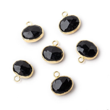 8x10mm Gold Leafed Black Chalcedony Faceted Oval Focal Pendant 1 piece (ONLINE ORDER ONLY)