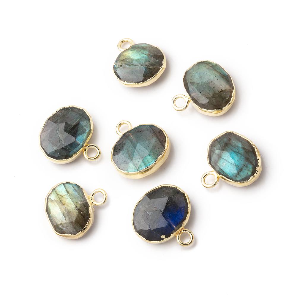8x10mm Gold Leafed Labradorite Faceted Oval Focal Pendant 1 piece (ONLINE ORDER ONLY)