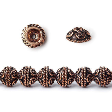 8x4mm Antiqued Copper Bead Cap with Miligrain Scroll 8 inch 52 pcs (ONLINE ORDER ONLY)