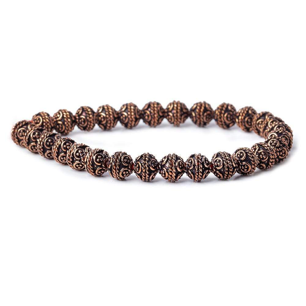 8x4mm Antiqued Copper Bead Cap with Miligrain Scroll 8 inch 52 pcs (ONLINE ORDER ONLY)