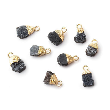 8x4x5mm Gold Leafed Black Agate Drusy Unpolished Natural Crystal Pendant 1 piece (ONLINE ORDER ONLY)