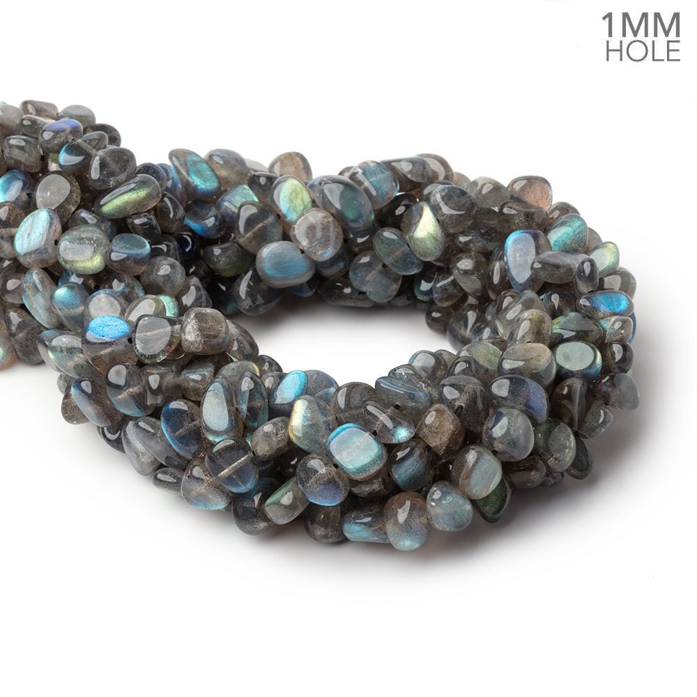 8x5-10x8mm Labradorite Plain Nugget 16 inch 63 Beads 1mm Hole (ONLINE ORDER ONLY)