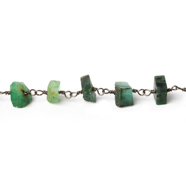 8x5-11x5mm Matte Emerald Chips Black Gold plated Chain by the foot 34 pieces (ONLINE ORDER ONLY)