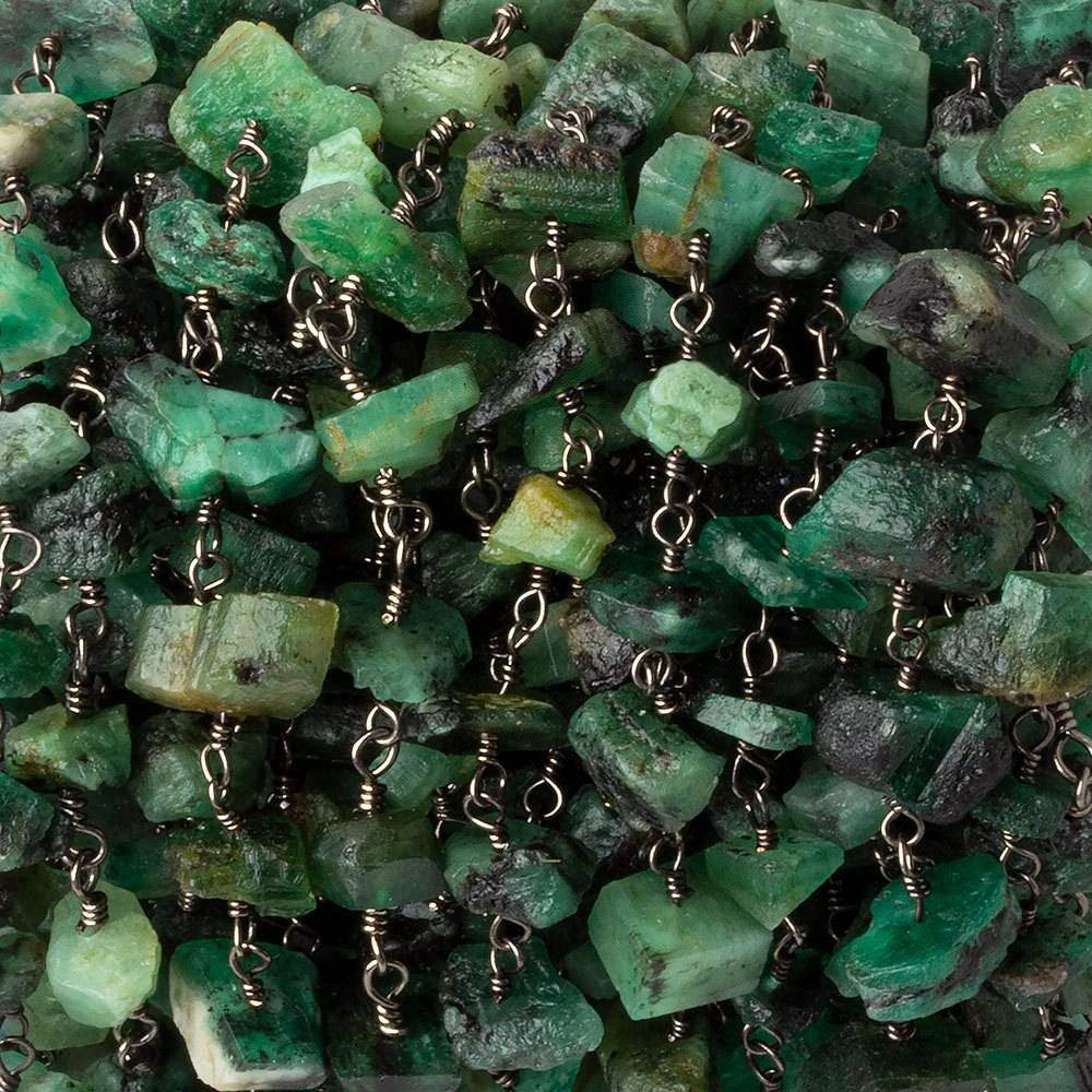 8x5-11x5mm Matte Emerald Chips Black Gold plated Chain by the foot 34 pieces (ONLINE ORDER ONLY)