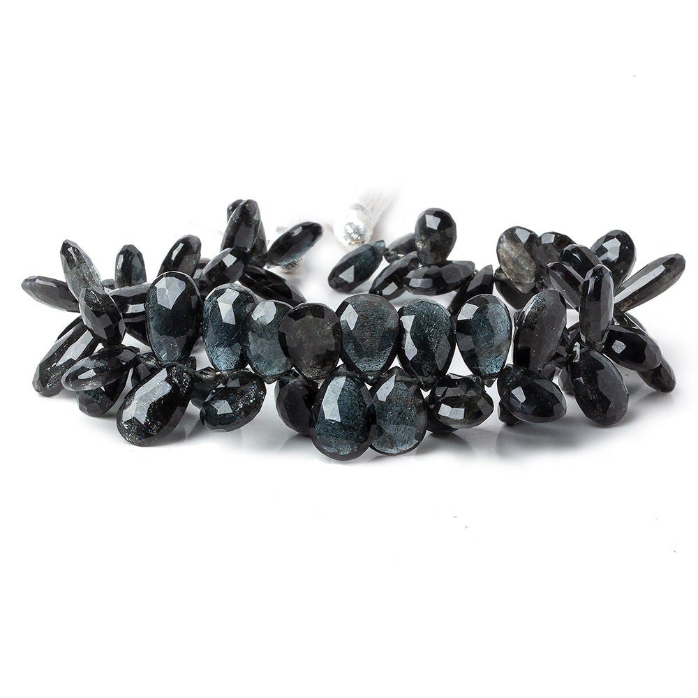 8x5-11x7mm Black Moss Aquamarine Faceted Pear Beads 8 inch 68 pieces AA (ONLINE ORDER ONLY)