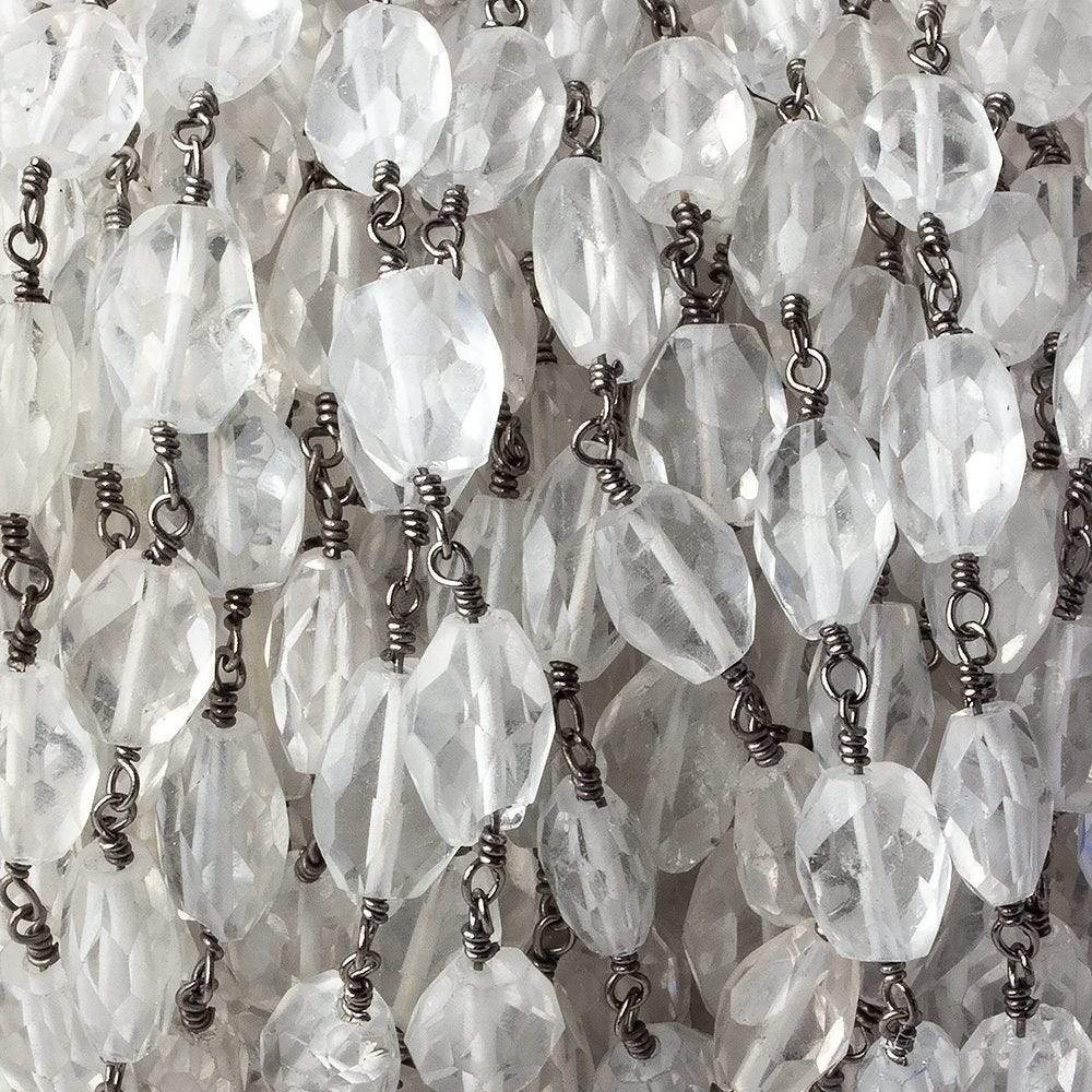 8x5-11x7mm Crystal Quartz Faceted Nugget Black Gold Chain by the foot (ONLINE ORDER ONLY)