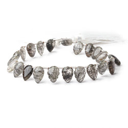 8x5-11x7mm Tourmalinated Quartz Carved Leaf Beads 8 inch 25 pieces (ONLINE ORDER ONLY)