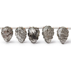 8x5-11x7mm Tourmalinated Quartz Carved Leaf Beads 8 inch 25 pieces (ONLINE ORDER ONLY)