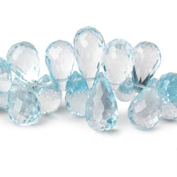 8x5-12x6mm Sky Blue Topaz Tear Drop Briolette 8 inch 66 beads AAA (ONLINE ORDER ONLY)
