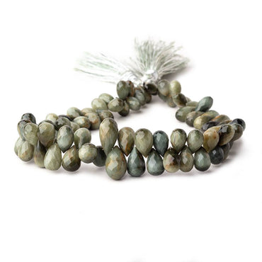 8x5-13x8mm Green Cat's Eye Quartz Faceted Tear Drops 9 inch 76 Beads (ONLINE ORDER ONLY)