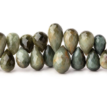 8x5-13x8mm Green Cat's Eye Quartz Faceted Tear Drops 9 inch 76 Beads (ONLINE ORDER ONLY)