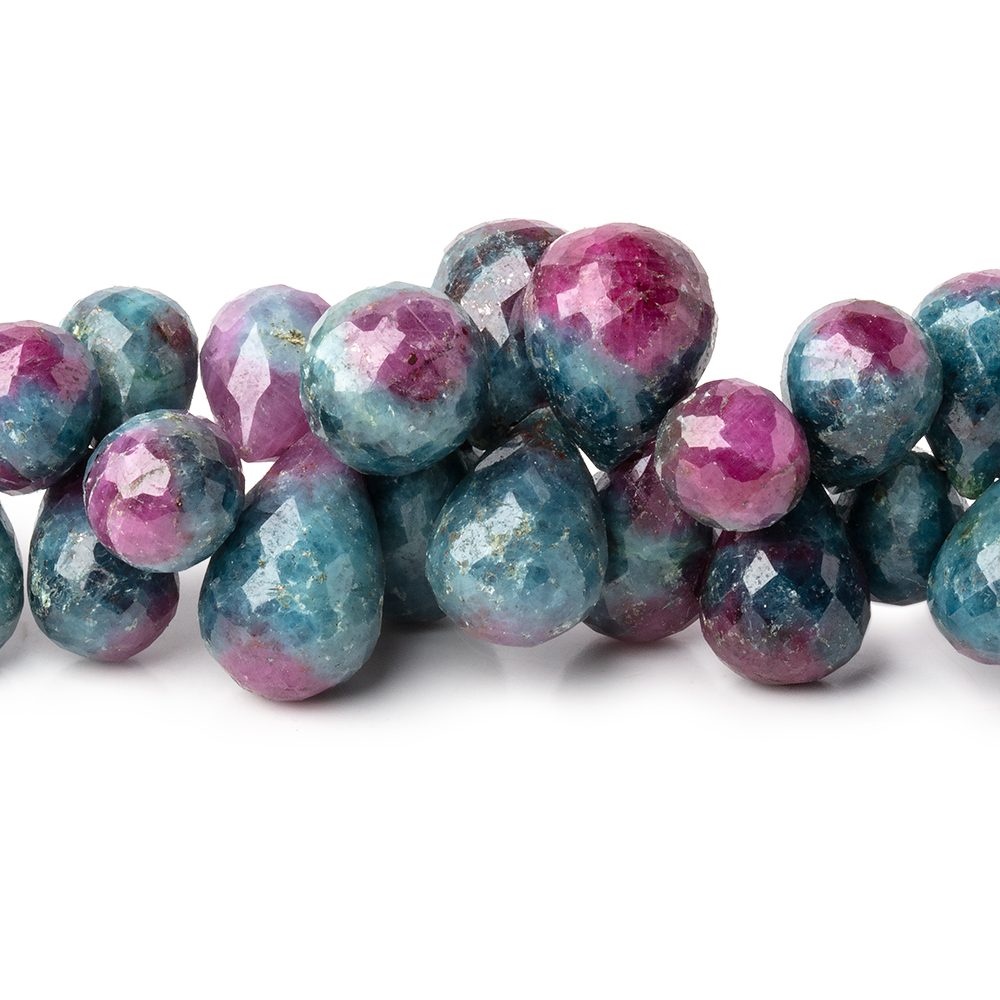 8x5-13x9mm Ruby in Zoisite Faceted Tear Drop Beads 8 inch 72 pieces (ONLINE ORDER ONLY)