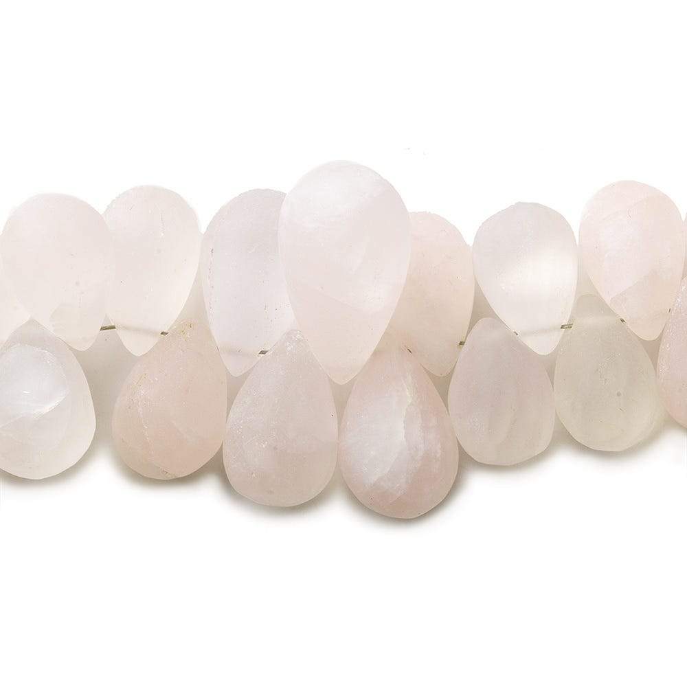8x5-17x10mm Frosted Rose Quartz Plain Tear Drop 8 inch 59 pcs (ONLINE ORDER ONLY)