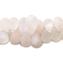 8x5-17x10mm Frosted Rose Quartz Plain Tear Drop 8 inch 59 pcs (ONLINE ORDER ONLY)