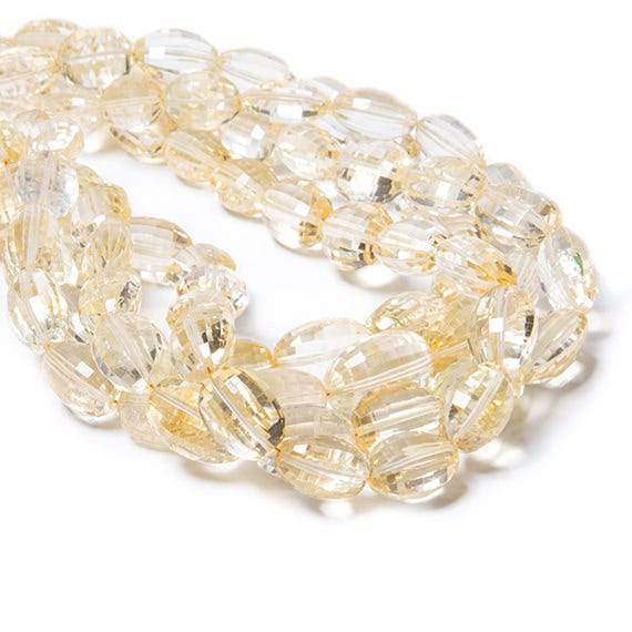 8x5-17x13mm Citrine checkerboard faceted ovals 16 inches 29 Beads (ONLINE ORDER ONLY)