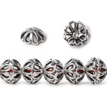 8x5mm Antiqued Sterling Silver Plated Copper Bead Cap 8 inch 62 beads (ONLINE ORDER ONLY)