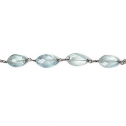 8x5mm Aquamarine faceted marquise Black Gold .925 Chain by the foot 24 beads (ONLINE ORDER ONLY)