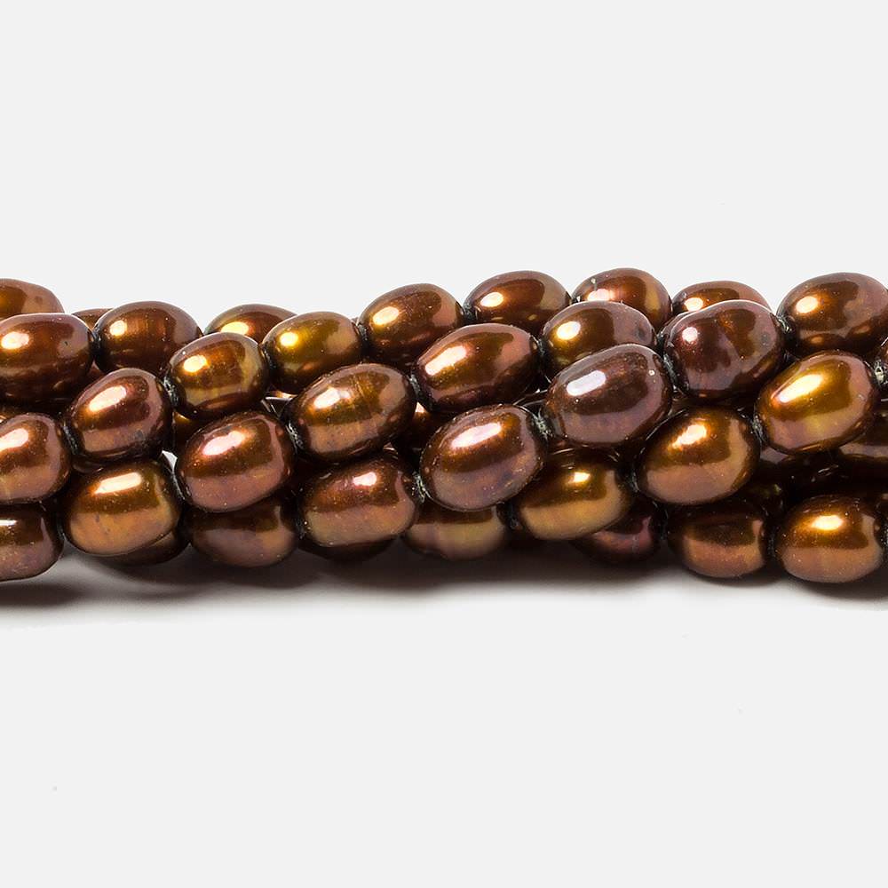 8x5mm Chocolate Brown straight drilled oval pearls 16 inch 55 pieces (ONLINE ORDER ONLY)