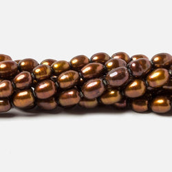 8x5mm Chocolate Brown straight drilled oval pearls 16 inch 55 pieces (ONLINE ORDER ONLY)